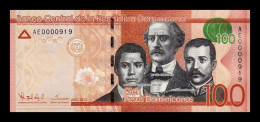 República Dominicana 100 Pesos Dominicanos 2014 Pick 190a Low Serial 919 Sc Unc - Dominicaine