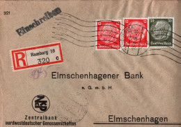 ! 1936 Einschreiben Aus Hamburg Nach Elmschenhagen, Bank, Lochungen, Perfins On Stamps - Briefe U. Dokumente