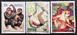 Rwanda 1978 Apes And Monkeys   Stampworld  N°   921_925_926 - Gebruikt