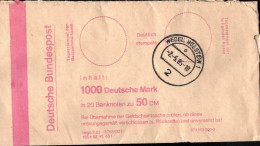 ! Bundespost 1000 DM, Geldscheintasche, 1985 Postintern Verwendet, Postamt Wedel Mit Siegel - Briefe U. Dokumente