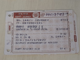 India Old / Vintage - Railway / Train Ticket With 150th. Birth Anniversary Of Mahatma Gandhi Slogan / Logo As Per Scan - Mondo