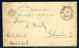 Hongrie - Entier Postal De Szemlak Pour L'Allemagne En 1892  - M 49 - Enteros Postales
