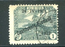FIUME 1921 FONDAZIONE STUDIO COSTITUENTE FIUMANA 1 L.. SASSONE N.171 USATO - Fiume