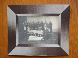 FUNERAL DEAD BOY  IN CASCET , OLD CABINET PHOTO 26,5X21,5 CM , 12-14 - Funerales