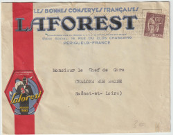 Lettre Paix 65ct Seul Perigueux Dordogne 1937 Conserves Laforest - 1932-39 Paix