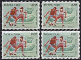 AFRIQUE  BURKINA FASO   COUPE DU MONDE FOOTBALL   MEXICO 86  BLOC X 4 TIMBRES NEUFS  MNH  Séparés  1985 PA   Val.  200F - Burkina Faso (1984-...)