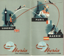 Aviation. IBERIA. Paris - Madrid -Londres. 1958. Lineas Aéreas De Espana. - Advertenties