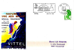 FRANCIA FRANCE - 1986 VITTEL Terme, Turismo, Congressi (facciata Terme, Galletto, Cerchi Olimpici) - 4288 - Kuurwezen