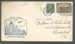 58429) Canada Air Mail First Regular Official Flight Victoria To Vancouver Postmark Cancel 1931 - Covers & Documents