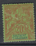 Anjouan N° 7 X Type Groupe : 20 C. Brique Sur Vert Trace Charnière Sinon TB - Unused Stamps