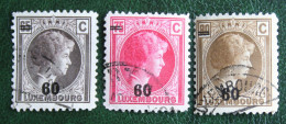 3 Values Grand Duchess Charlotte Overprint Mi - Yv - 1928 Used Gebruikt Oblitere  Luxembourg Luxemburg - 1926-39 Charlotte Di Profilo Destro