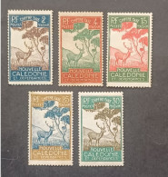 COLONIE FRANCE NOUVELLE CALEDONIE 1948 SERIE COURANTE CAT YVERT N 26-27-30-32-33 MNH-MNHL-MNG - Oblitérés