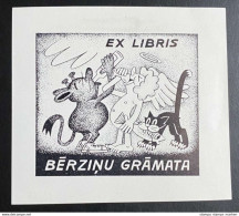 Ex Libris Comics Katze Und Maus Von G Berzins Für Antons Abolins Russland, Rückseitig Signiert/bezeichnet - Bookplates