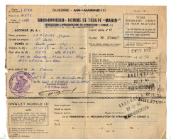 VP22.047 - 1952 - Militaria - Permission.... Pour Aller De METZ à ARRAS Et à MONTREUIL SOUS BOIS Avec La S.N.C.F. - Documenten