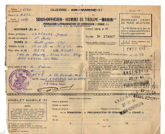 VP22.047 - 1952 - Militaria - Permission.... Pour Aller De METZ à ARRAS Et à MONTREUIL SOUS BOIS Avec La S.N.C.F. - Dokumente