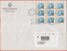 SAN MARINO - 2009 - Blocco Da 9 X Bicentenario Della Nascita Di Giacomo Leopardi - Raccomandata - Viaggiata Da San Marin - Storia Postale