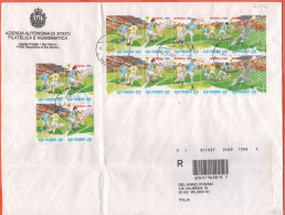 SAN MARINO - 2006 - Blocco Da 4 + 2 Serie Di Campionati Mondiali Di Calcio USA 94 - Raccomandata - Viaggiata Da San Mari - Storia Postale