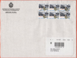 SAN MARINO - 2008 - Blocco Da 6 X 1500 Emigrazione - Raccomandata - Viaggiata Da San Marino Per Milano - Briefe U. Dokumente