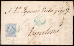 Tarragona - Edi O 107 - Carta Mat Fech. Tp. II Azul "Valls" - Briefe U. Dokumente