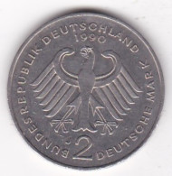 2 Deutsche Mark 1990 J HAMBOURG, Franz Josef Strauss ,KM# 175 - 2 Marchi