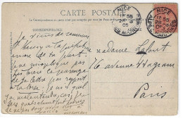 NICE Carte Postale 10c Semeuse Lignée Yv 129 Ob 1905 Daguin Jumelée 2 TAD Différents Caractères De L'ANNEE 05 - Maschinenstempel (Sonstige)