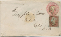 GB LONDON Inland Office „17“ Numeral Postmark (Parmenter 17E) On Fine QV 1d Pink Postal Stationery Envelope LADY SCOTT - Briefe U. Dokumente