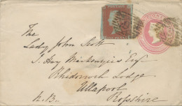 GB LONDON Inland Office „9“ Numeral Postmark (Parmenter 9B) On VF QV 1d Pink Postal Stationery Env Uprated W 1d LE LADY - Covers & Documents