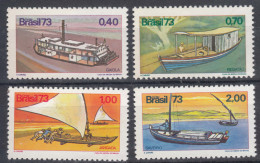 Brazil Brasil 1973 Boats Ships Mi#1409-1412 Mint Never Hinged - Unused Stamps