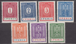 Germany Occupation Of Serbia - Serbien 1942 Porto Mi#9-15 Mint Hinged - Besetzungen 1938-45
