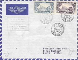 Sénégal Dakar Première Liaison Bi Hebdomadaire 1938 - Poste Aérienne