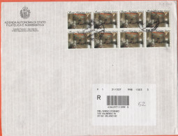 SAN MARINO - 2008 - Blocco Da 8 X 1000 Centenario Dell'inaugurazione Del Palazzo Del Governo - Raccomandata - Viaggiata - Storia Postale