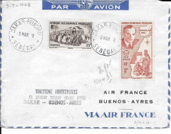 Sénégal Dakar Service Postal Dakar Bueno Aires  1948 - Poste Aérienne