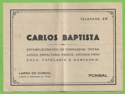 Pombal - Factura De 1937 Da Loja Carlos Baptista. Leiria. Portugal. - Portugal
