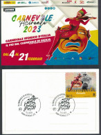 Acireale, Catania, Sicilia, Annullo Postale, Marcofilia, Carnevale, Giorno Di Emissione + Annullo Carnevale - Acireale