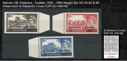 BAHRAIN POSTAGE 1955-1960 MNH QUEEN ELIZABETH MNH 2, 5 & 10 Rupees Margin Great Britain FULL SET Castle Stamps - Bahrein (...-1965)