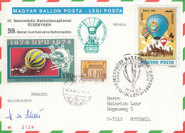 Deutsche Kinderdorf Ballonpost 1984 Von Öcsény Nach Tolna Vom Piloten Signiert - Lettres & Documents