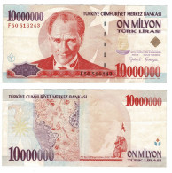 Bankbiljet Billet Banknote On Milyon Turk Lirasi 1000000 LIRA President Mustafa Kemal Atatürk 10 Million - Turkey