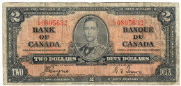 Canada 2 Dollars 1937 VG/F "L/R" Coyne-Towers - Kanada