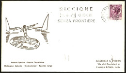 ITALIA RICCIONE (FO) 1971 - TARGHETTA GIOCHI SENZA FRONTIERE - BUSTA VIAGGIATA - BOLLO ARRIVO ROMA RISPARMIO POSTALE - M - Zonder Classificatie