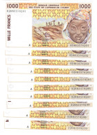 Ivory Coast 10x 1000 Francs CFA 2002 UNC "A" - Elfenbeinküste (Côte D'Ivoire)