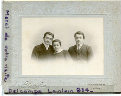 -Les 3 Fréres CHIROSSEL- Sur Carton Très épais, Prise Vers 1903, Photo Blains Fréres, Valence, TTBE,  Scans. - Identified Persons