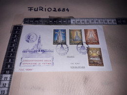 HB10004 FDC ROMA TIMBRO ANNULLO CINQUANTENARIO DELLE APPARIZIONI DI FATIMA PAPA PAOLO VI - FDC