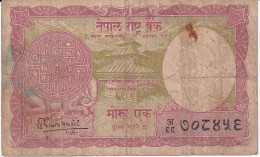BILLETE DE NEPAL DE 1 RUPEES DEL AÑO 1965 (BANKNOTE) - Népal