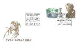 Norway Norge 1987 Composer  F. Valen, Mi 973-974, FDC - Lettres & Documents