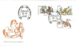 Norway Norge  1987 Norwegian Horse Breeds Mi 981-983  FDC - Briefe U. Dokumente