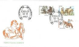 Norway Norge  1987 Norwegian Horse Breeds Mi 981-983  FDC - Lettres & Documents