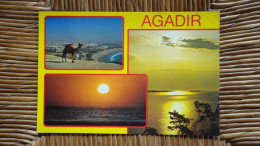 Maroc , Agadir , Vue Sur La Plage , Coucher De Soleil "" Beau Timbre "" - Agadir