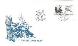 Norway 1988 Bird, Wood Groose Playing, Tiur, Auerhuhn, Reindeer,  Mi 986-987 FDC - Brieven En Documenten