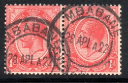 Swaziland - 1922 1d Union Pair Used In Swaziland - Swaziland (...-1967)