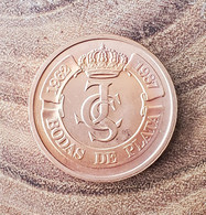 Medalla Prueba Cobre Conmemorativa De La Ceca De Madrid De 1987 Asi Nace Una Moneda XXV Aniversario Boda España -  Essays & New Minting